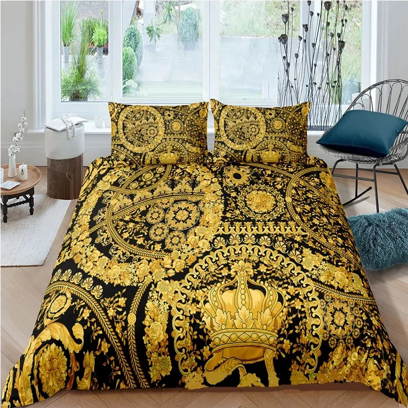 Baroque Modern Art 3D Golden L - Bed Sheet Microfiber ulasan dan harga
